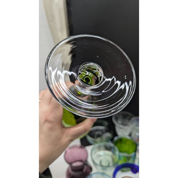 Artland Green Bubble Glass Wine Water Goblet Clear Sturdy Base - Picture 10 of 14